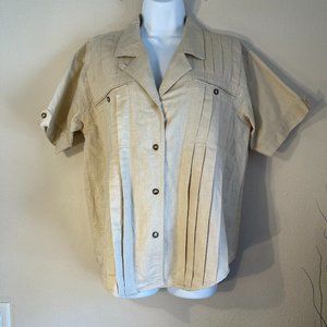 Vintage Gitano safari shirt pintuck New Without Tags M ramie cotton shacket